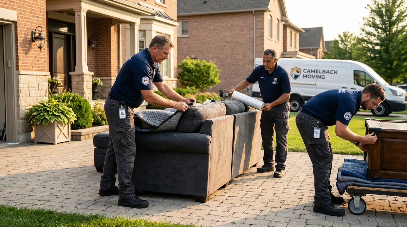 Large estate moving crew wrapping furniture in East Greenbush, NY