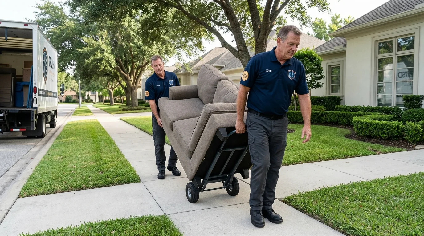 Local residential moving crew loading furniture in East Greenbush, NY