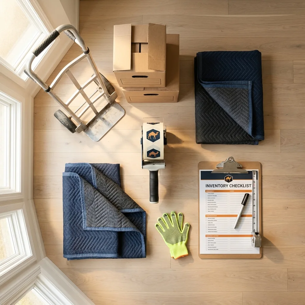 Professional moving supplies and packing materials layout for East Greenbush residential relocations